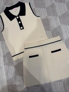 Seed Heritage Cream Knit Skort Set with Black Trim - New!